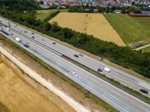 vejføringen af den midtjyske motorvej på strækningen Klode Mølle – Viborg – Løvel.
